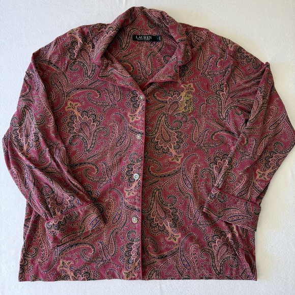Lauren Ralph Lauren Other - Lauren Ralph Lauren Pajama Top Burgundy Paisley LRL Crest women's  L